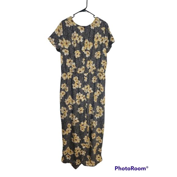 APT 9 2XL/XXL Jumpsuit Romper Floral V-Neck Cap Sleeve Tie Accent Wide Leg - Picture 2 of 6